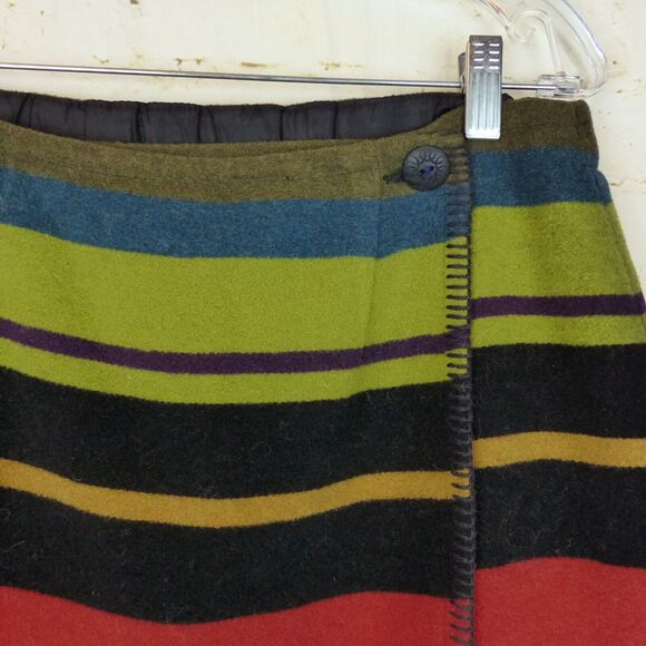 VTG Ann Taylor Skirt Womens M Southwestern Serape Striped Print Wool Boho 70s - Picture 3 of 10